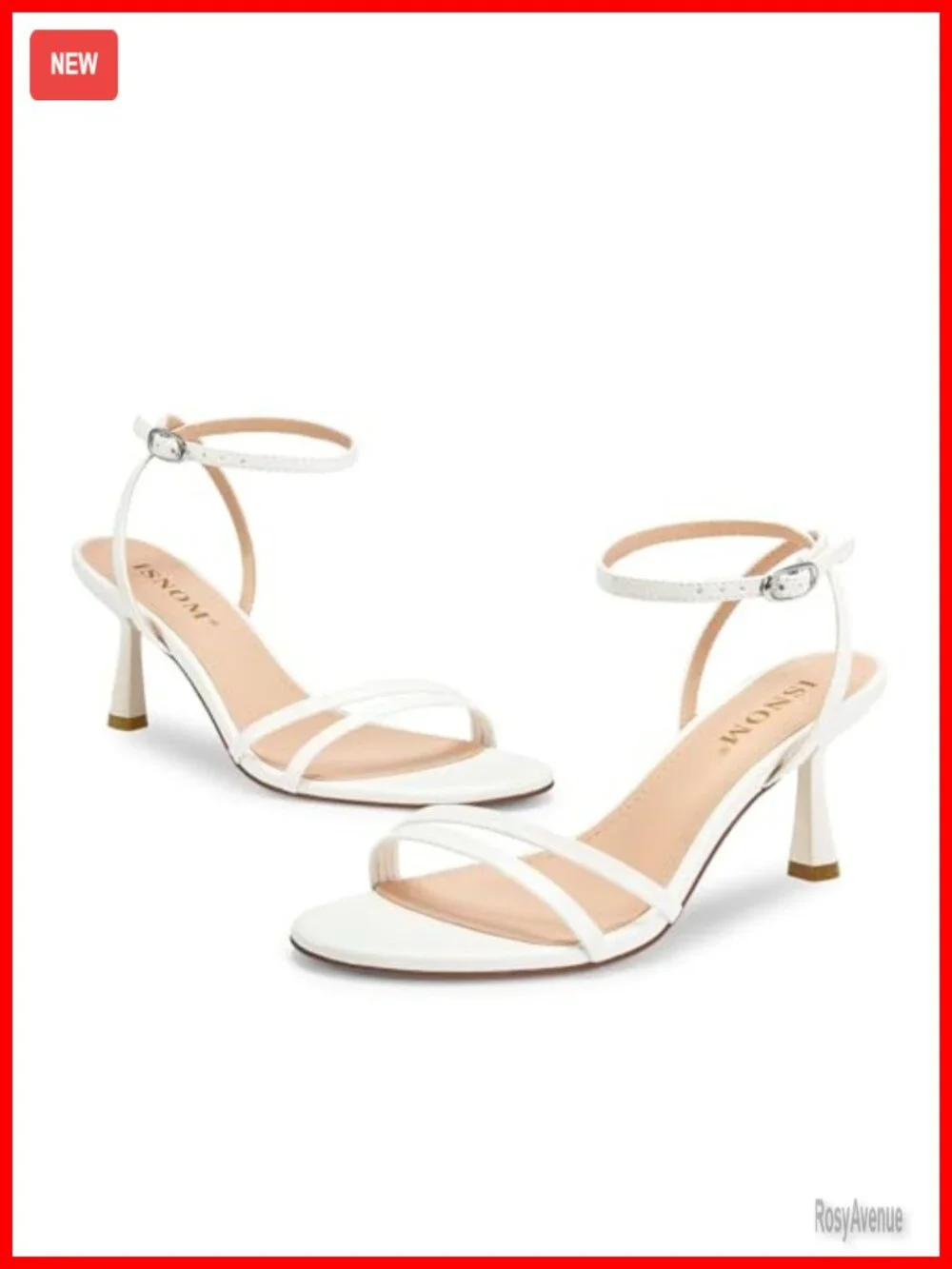 Kitten Heel Sandals with Ankle Strap, Arch Support, Faux Leather
